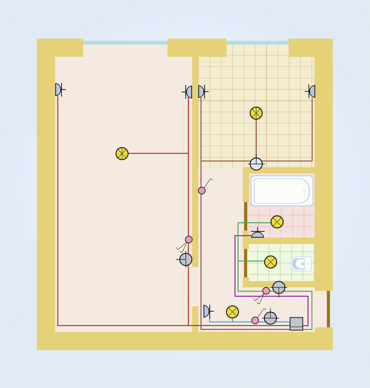 Разводка электрики в квартире своими руками простая схема рисунок и фото